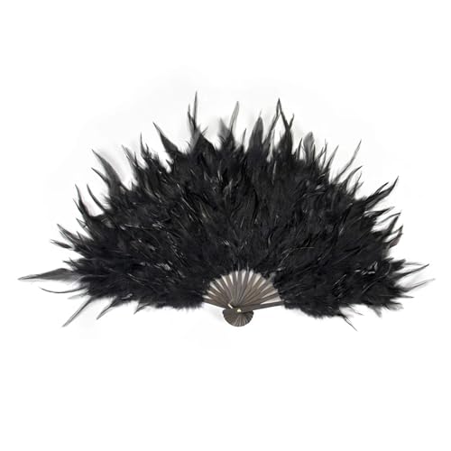 Éventail en plumes de poulet pliable chocolat résistant pour danse - 2