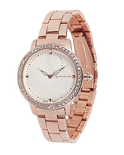 Image of Giordano Analog Diamond Studded Watch for Women With Metal Strap - Water Resistant, Elegant Ladies Wrist Watch to Compliment Your Look - Ideal Gift - GZ-60046
