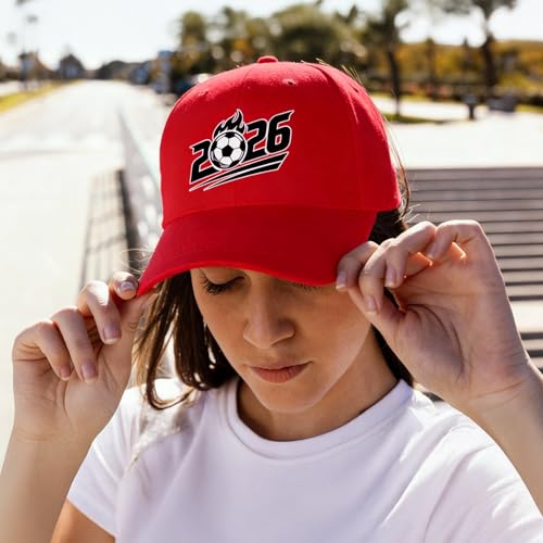 Gorra de fútbol ajustable 2026 roja unisex miniatura 2