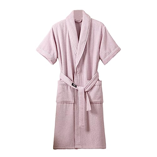 Home Hotel Spa Robes Unisex Adults,Cotton Cloth Bathrobe with Short Sleeves, Shawl Collar for Couple relaxation