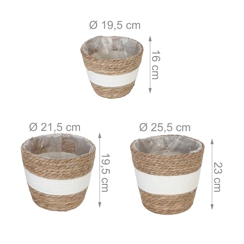 Pot de fleurs d'exception style bohème chic, trois cache-pots ronds bicolores - 5