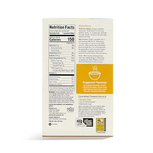 365 by Whole Foods Market, Organic Instant Oatmeal, Carrot Cake, 8 Count, 11.3 Ounce (Pack of 2) image 5