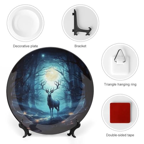 Plato decorativo Moonlight Deer de porcelana hueso 6 pulgadas miniatura 3