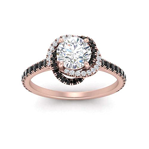 Image of 55Carat Choose Your Gemstone Flower Diamond CZ Ring rose gold plated Round Shape Halo Engagement Rings Ornaments Surprise for Wife Symbol of Love Clarity Comfortable US Size 4 to 12