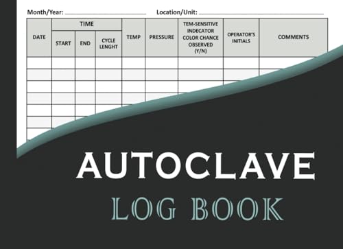 Autoclave log book: Sterilization operator log sheet | Ultrasonic Cleaners Tests Log Book | Sterilization Record Book | 8.25