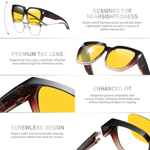 Image of HAOLOTA Night Vision Driving Glasses Fit Over Glasses