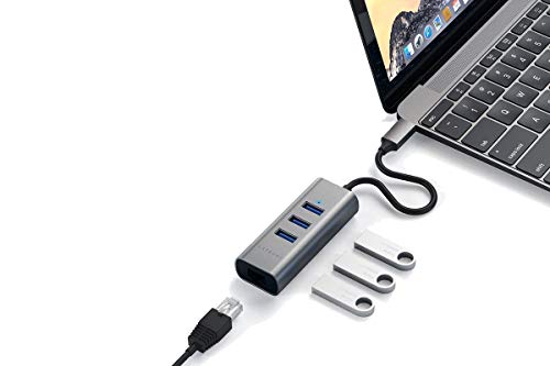 SATECHI Hub USB C 2 in 1 in Alluminio con 3 Porte USB 3.0, Porta Ethernet Gigabit, Plug & Play, Adattatore Multiporta per MacBook Air & Pro, iPad, Chromebook, ThinkPad e altro – Grigio Siderale - Hub USB - Immagine 8