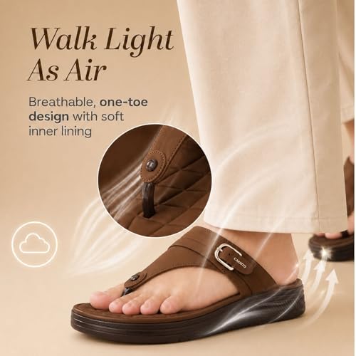 Image of Carrito, Women Wedge Heels Thong Sandals| Comfortable Flats Sandals | Comfort Orthopaedic Sandals for Women| Doctor Slippers /Flip-Flops | Arch Support & Heel Cushion | Lightweight Anti-Skid Sole | Ultra-Cushioned Shock Absorbing Footbed | Available in Open Toe & Toe Separator Style