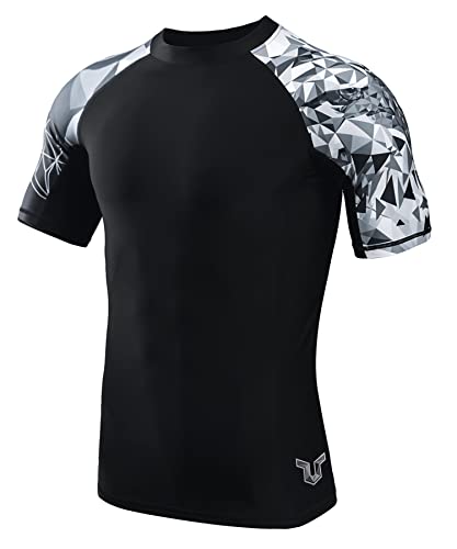 ADOREISM Men's Quick-Dry UPF 50+ Sun Protection Short Sleeve Rash Guard (Eagle, 3XL)
