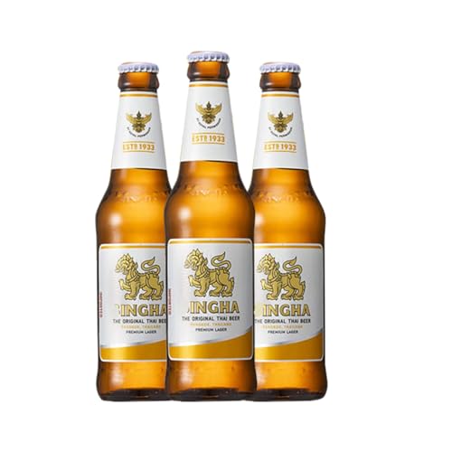 YIJIA | Cerveza Pack 3 Botellas x 33 cl | Auténtica Cerveza Singha Con Sabor Suave