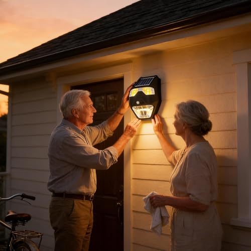 Solar Lights Outdoor - 19.8x15.5cm Motion Sensor Wall Lights, Solar Powered Waterproof 5 Modes Lighting | For Pathway Walkway Patio Courtyard Backyard Terrace Balcony Porch – Image 3