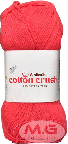 Image of M.G ENTERPRISE Cotton Crush 8-Ply Red 100 GMS Ball - Hand Knitting /Art Craft Soft Fingering Crochet Hook Yarn, Needle Knitting Thread Dyed-GP Art-AFCC