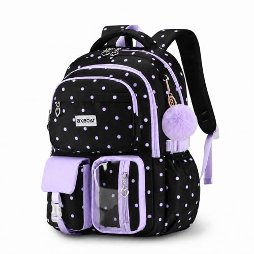 Amythe Sac à Dos Fille Primaire, Cartable Enfant Scolaire Imperméable Durable avec Pompon Mignon, Sac Ecole Primaire Fille Grande Capacité pour 6 à 12 ans,...