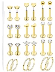 Gold-18G（1.0mm) - Bars:6mm 8mm 10mm - Hinged Clicker Rings:6mm 8mm 10mm
