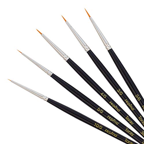 Repino Toraypinsel Künstlerpinsel Set feinster Qualität sehr dünn (Grösse 10/0. 5/0, 4/0, 3/0 und 2/0) Aquarellpinsel Pinselset Acrylpinsel Detail Pinsel Nail
