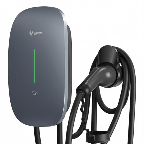GONEO Borne de Recharge Véhicules Électrique 7kW avec APP, 7M Câble Type 2 (32A, 230V,) RFID, IK10, IP65, EV Wallbox 11kW avec RCD Type A 30mA AC + 6mA DC,...