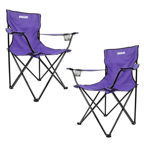 Campismo, Sports DURALIFE GAON Sillas Plegables para Camping Playa y Pesca - Silla Portatil de Lona Impermeable Set 2 Sillas Morado