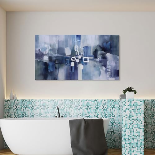 Navy Blue Abstract Canvas Wall Art for Modern Living Spaces