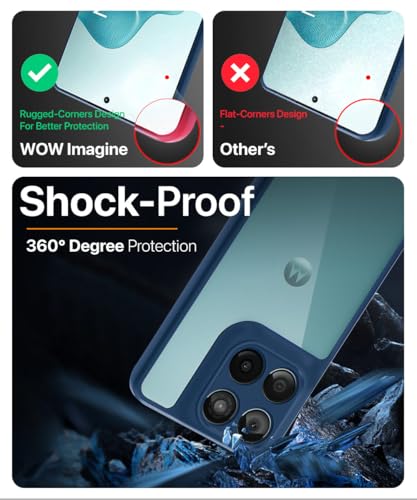 Image of WOW IMAGINE Shockproof Hybrid Back Cover for Motorola Moto Edge 60 Fusion | Hard Slim fit Back Case | PC & TPU | Clear Transparent Case - Blue