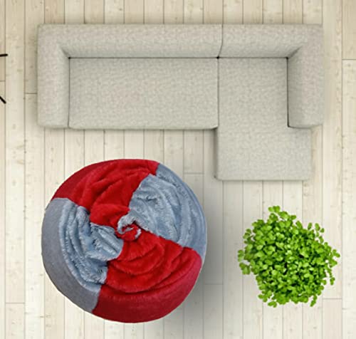 Image of Premium and Luxurious Fur Bean Bag Sofa Chair (Without Beans) Bean Bag Cover Without Beans. for Kids and Adults XXXL (Red and Gray Fur)