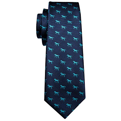 Image of Barry.Wang Fun Animal Ties for Men Designer Handkerchief Cufflink WOVEN Casual Necktie Set Festival