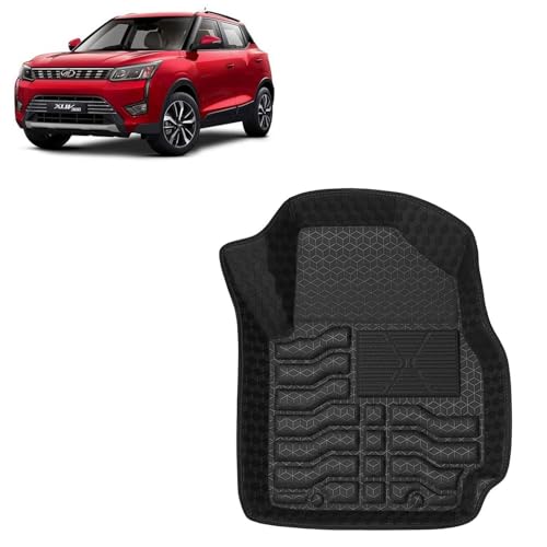 Image of Kingsway Accessories Premium 4.5D Car Floor Mats Only Compatible with Mahindra XUV 300 (Manual Transmission) Year 2019 to 2023, 3 Pcs, 100% Waterproof PVC Foot Mats | Black | 1 Year Warranty
