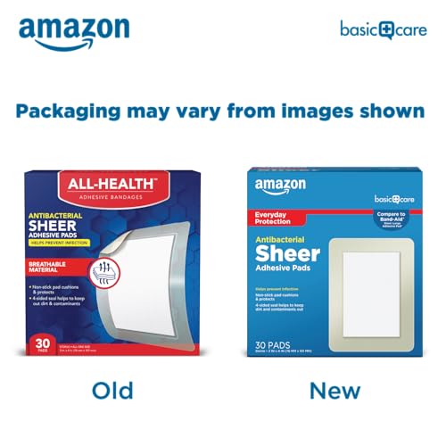 Amazon Basic Care Sheer Adhesive Pad Bandages for Minor Cuts, Scrapes and Wounds, Extra Large 3 x 4 in, Non-Stick Pad, 30 Count - image 2