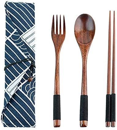 Handgefertigtes Holzbesteck-Set – 4 Löffel & 4 Paar Essstäbchen, 22,9 Cm, Wiederverwendbar Für Party & Alltag