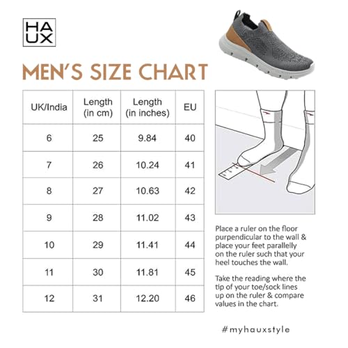 Image of HAUX Men's Slip-On Running Shoes | Lightweight Sports Sneakers with Memory Foam Cushioning | Walking, Gym, Jogging, Training | Ultra Comfort & Style