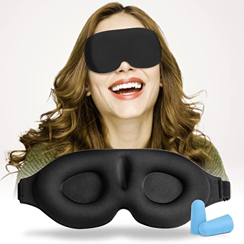 HoloHolo Masque de sommeil,Masque nuit,Masque de nuit homme,Avec bouchons d'oreille et sac de rangement,100% occultant masque yeux,Convient pour les voyages, les siestes, le travail posté Cover