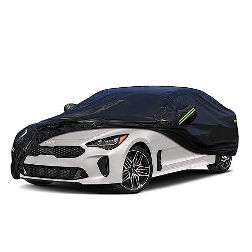 Image of Kaugung 7 Layers Car Cover Custom Fit Kia Stinger from 2017 to 2025, Outdoor Waterproof All Weather Sun Rain Dust Snow Protection with Zipper Door.(USA Warehouse,Within 3-7 Days)