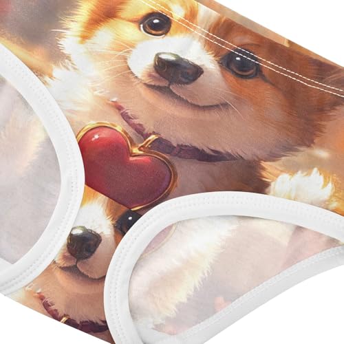Cotton Girls Underwear Toddler Cute Corgi Puppy Heart Cute Panties Girl Fun Print Undies Kids Briefs 2t4