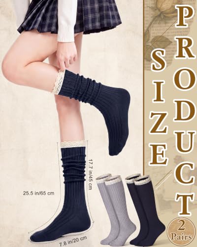 Image of Syhood Cotton Women thigh high socks with Lace Trim over the knee High Socks Boutique Lace Tall Boot Stockings for Women