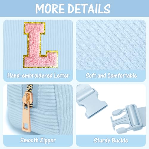 Image of Gitus Birthday Gifts for 10 11 12 13 14 15 16 Year Old Girls Personalized Gifts for Women Initial Fanny Pack Crossbody Bag Belt Bag Cute Preppy Stuff for Teen Girls Teenage Girl Gifts (Icing Blue-L)