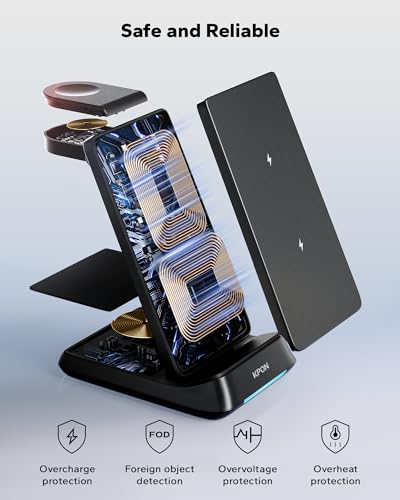 Image of KPON 3 in 1 Charging Station for Samsung, Wireless Charger for Thick Cases, Foldable Phone and Watch Charger Stand for Galaxy S26 /S25 /S25 Ultra /S24 /Android Devices, Galaxy Watch Not for watch9 /ultra2