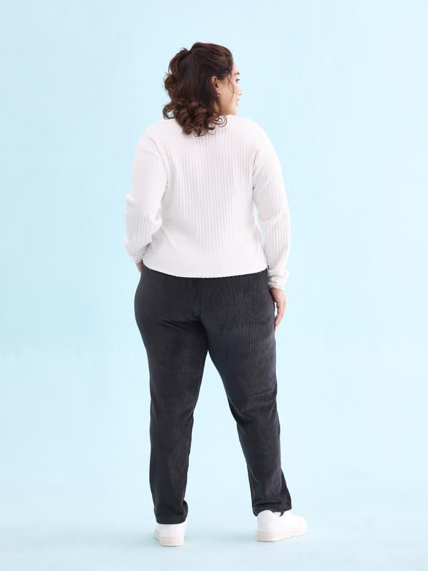 Image of GO COLORS Solid Corduroy Treggings for Women | Warmtech, Mid Rise, Side Pocket