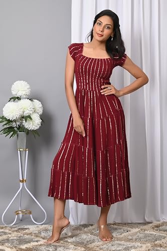 Image of IQRAAR Dress for Women Printed Midi Dress
