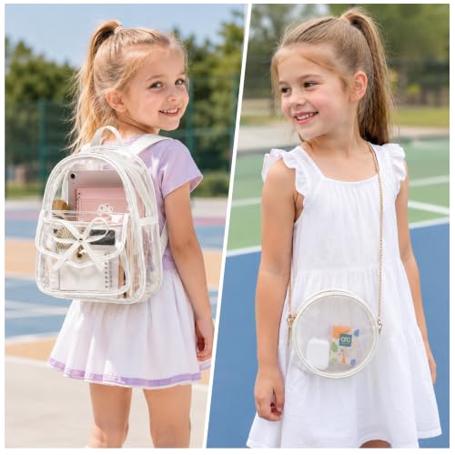 Image of I IHAYNER Girls Bowknot 3-Pieces Fahsion Leather Backpack Backpack Purse for Women Rucksack for Ladies Shoulder Bag