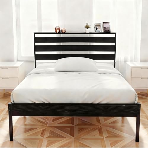 Consejos para Comprar Base de Cama Individual Top 5. 49 OSLIFE Base Cama Individual,Cabecero con Almacenamiento,18 Pulgadas de Altura ,Espacio de Almacenamiento Debajo de la Cama, Hierro Metálico Camas,Fácil de Montar, con Gran...