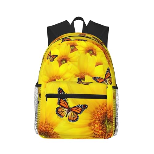 Sac à dos de voyage classique aux finitions soignées imprimé fleurs et papillons