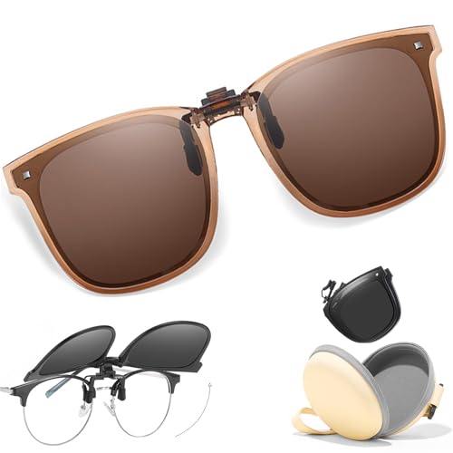 Opiniones y reviews de Lentes Solares los 10 mejores. 49 Gafas de Sol con Clip, Lentes de Sol Plegables UV Protection con Caja, para Anteojos Graduados, Sin Marco Unisex para Conducir y Deportes al Aire Libre, Beige