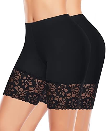 Slip Shorts for Under Dresses Women Anti Chafing Shorts Underwear Seamless Under Dress Shorts Lace Boyshorts Panties