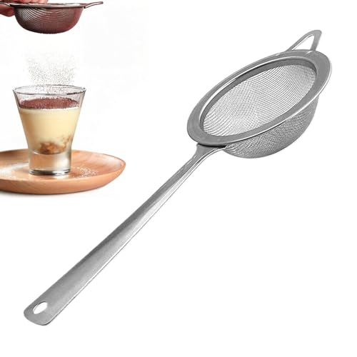 Imagen de Plumero tamiz de harina Coctelera de azúcar en polvo para decoración de repostería Herramienta dispensadora de malla fina de acero inoxidable con agarre ergonómico