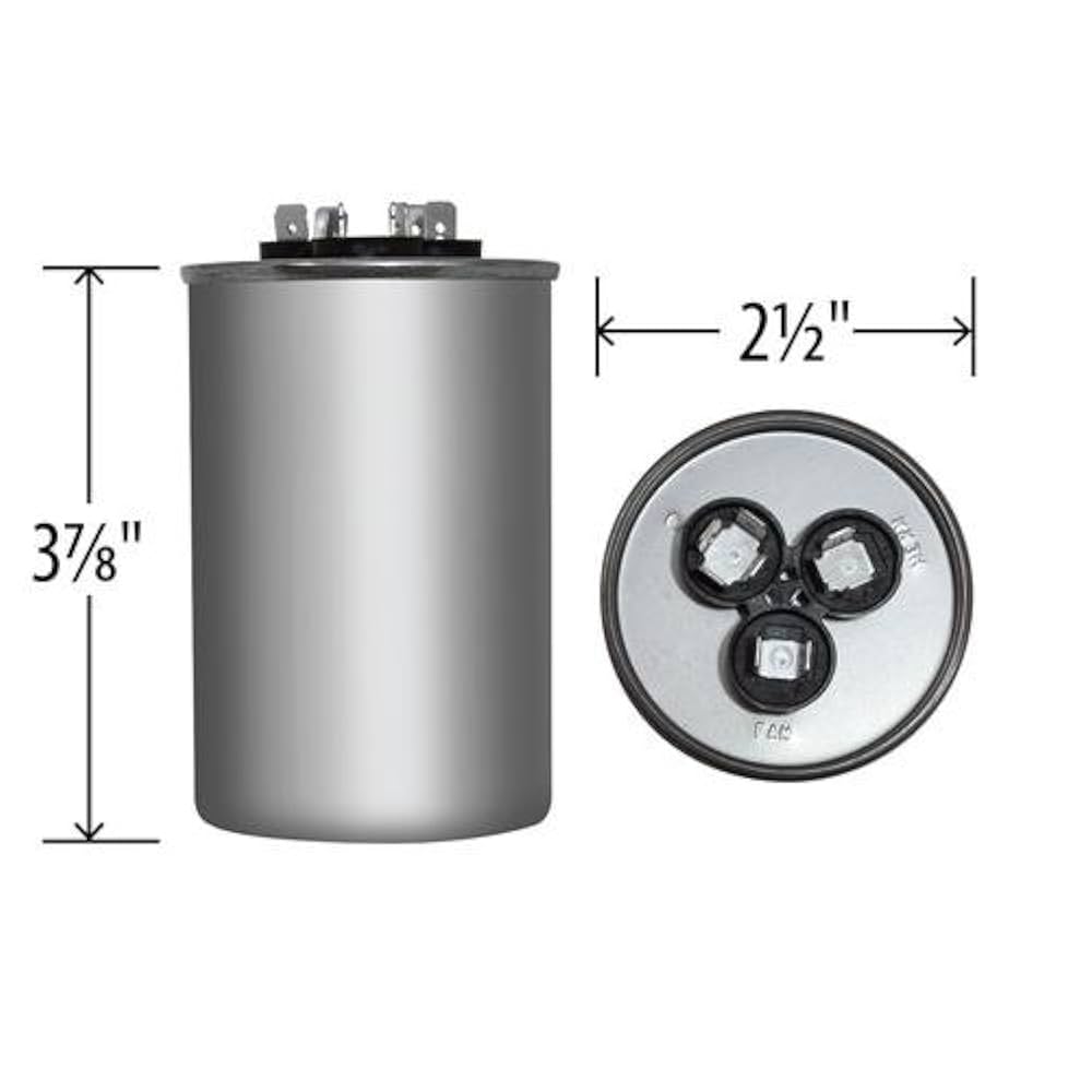 55 + 5 uF x 370 or 440 VAC Round - BMI USA Made Capacitor