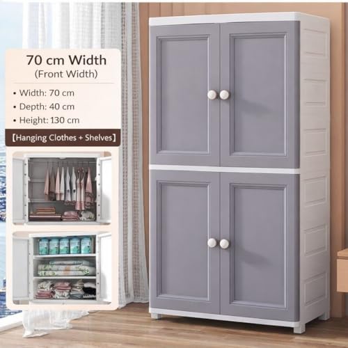 Image of YASONIC Plastic Wardrobe for Kids Clothes - Durable, Easy to Use Anti-Skid & Non-Slip Effective Professional Collapsible Wardrobe, Plastic Cupboard for Kids, Foldable Almirah (Grey, 4-Tier)