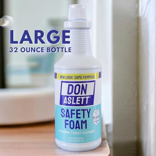 Don Aslett Safety Foam Toilet Bowl Cleaner (32 Oz Bottle, Pack of 2) Acidic Detergent and Deodorizer | Cleans Hard Water and Mineral Stains in Porcelain Toilets