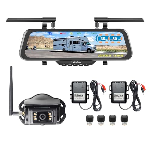 Haloview Byte Tango BT10 TPMS 4 Sensors Wireless 1080P Rear View Mirror 10 Monitor Backup Camera System with Integrated TPMS (BT10 TPMS-4)