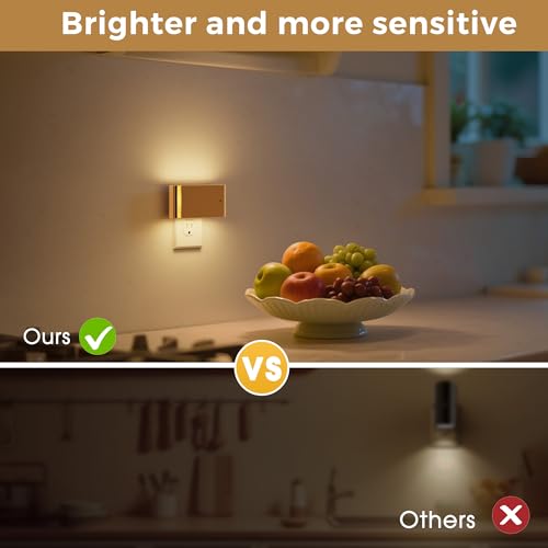 Image of L LOHAS LED Night Light, 2 Pack Dimmable Modern LED Night Lights Plug into Wall,Dusk to Dawn Sensor Night Lights for Kid, 0-100LM 3000K Soft White Nightlight for Hallway Bedroom Stairway(Gold)