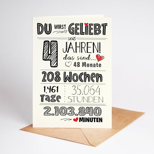 Lovely Cards - Süße Karte zum 4. Geburtstag - Geburtstagskarte 4 Jahre...