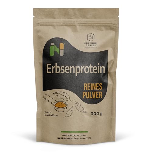 NUPA Erbsenprotein Pulver 300 g – 85% Protein – Veganes pflanzliches Eiweiß – non-GMO – ohne Zusatzstoffe, Gluten & Laktose – EU-Herstellung – Zipper-Beutel mit Messlöffel